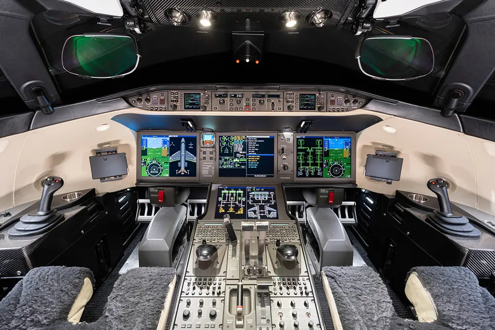 Look inside of jet cockpit