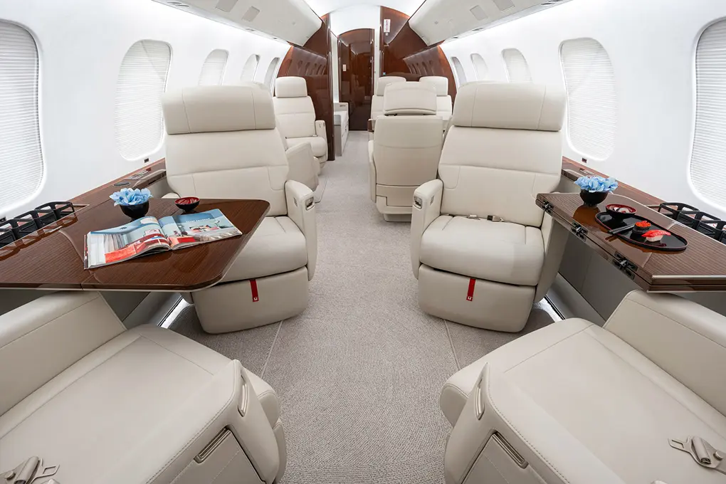 interior of a luxury private jet